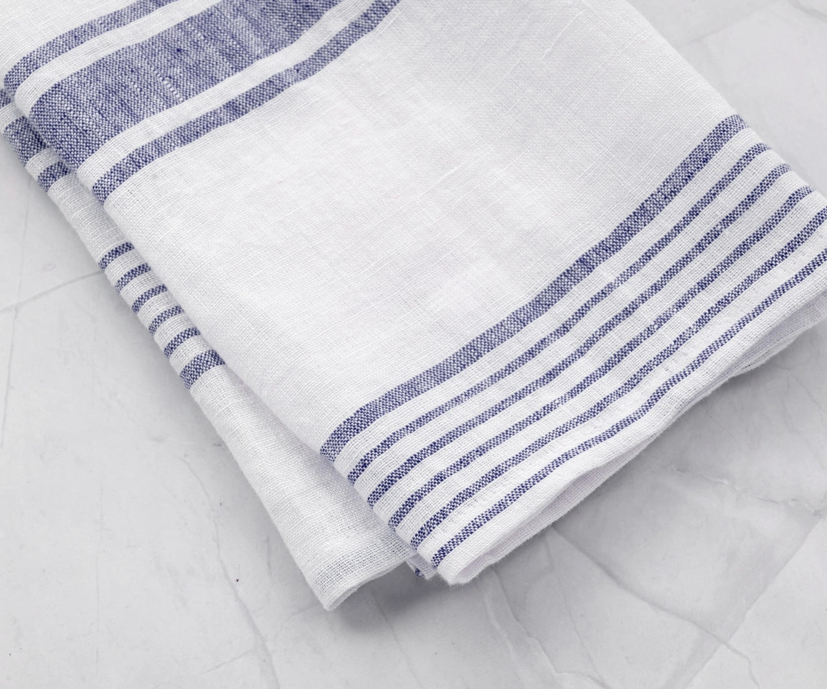 Functional striped linen kitchen towels for versatile chores 
