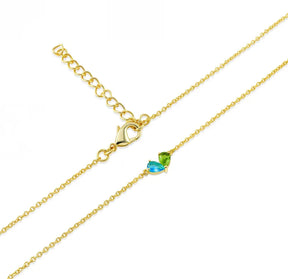 Elegant gold-plated chain necklace featuring sparkling Ocean Topaz and Peridot, perfect gift for women