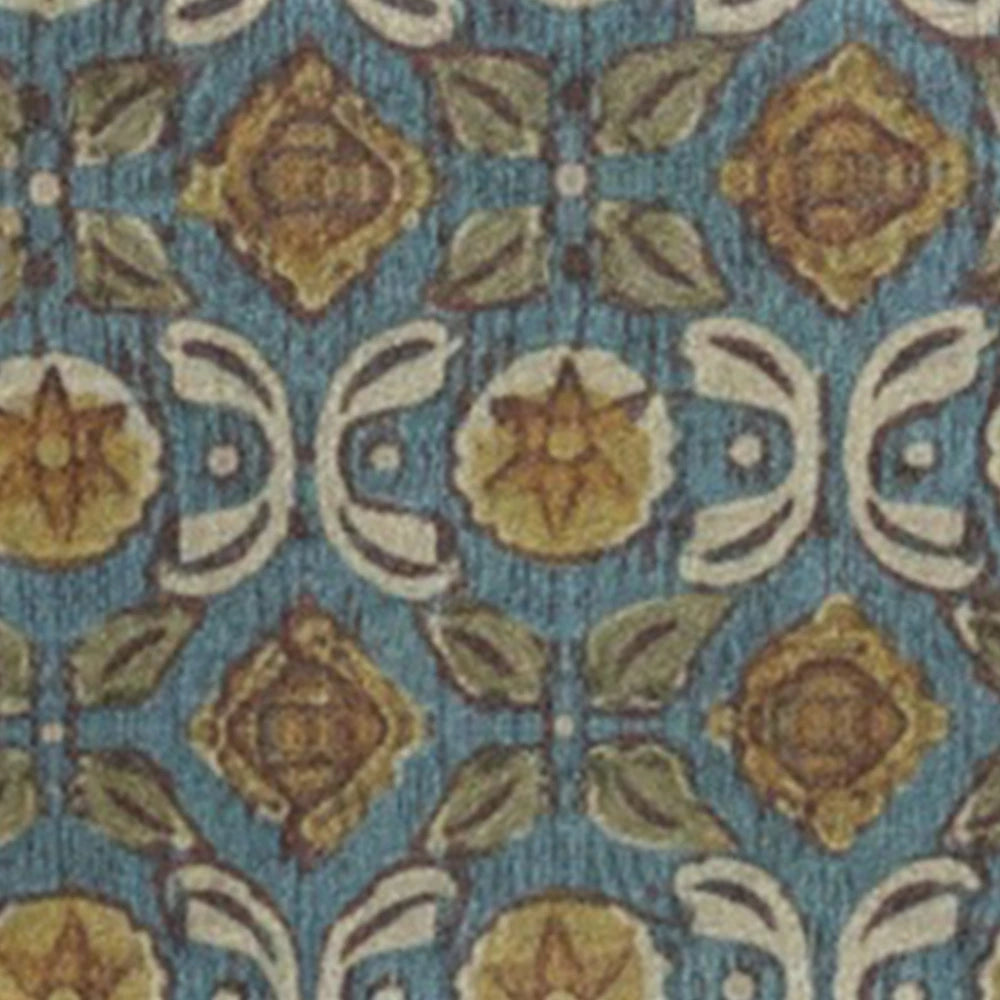 Traditional green block printed tablecloth made from 100% cotton