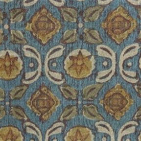 Blue and mustard floral block print cotton napkins, set of patterned reusable cloth dinner napkins - Close up