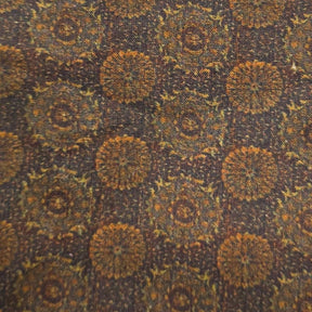 Dark beige linen Runner with intricate floral block print design