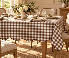 Gingham Scalloped Tablecloth