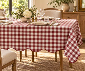 Gingham Scalloped Tablecloth