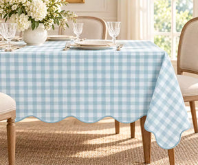 Gingham Scalloped Tablecloth