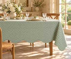 Gingham Scalloped Tablecloth