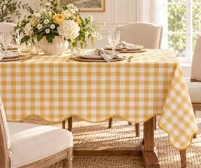 Gingham Scalloped Tablecloth