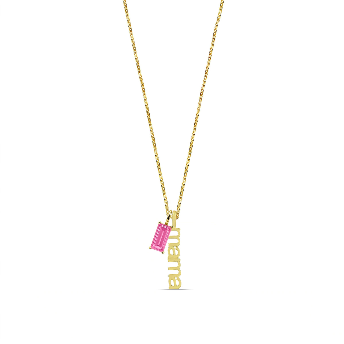 Gold mama necklace with October opal birthstone charm dainty personalized necklace for mothers