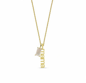 June birthstone mama necklace with pearl crystal charm personalized gold necklace for mom