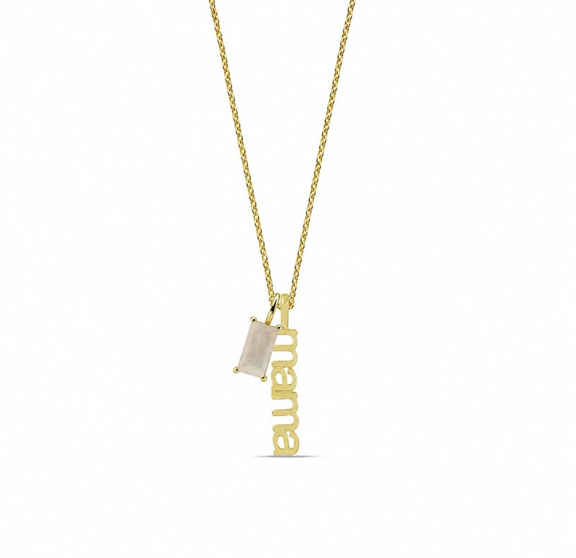 June birthstone mama necklace with pearl crystal charm personalized gold necklace for mom