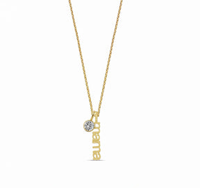 April birthstone mama necklace with diamond crystal charm, personalized gold necklace for mom