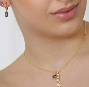 Personalized mama necklace with February amethyst birthstone pendant thoughtful gift for mothers and moms