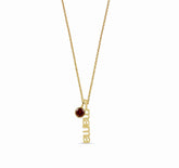 January birthstone mama necklace in gold with garnet crystal, personalized mom jewelry gift for new mom