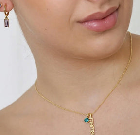 Mama necklace with March aquamarine birthstone charm custom gold necklace for mom birthday gift