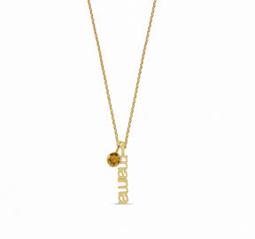 November birthstone mama necklace with citrine crystal, personalized mother necklace gift, Citrine birthstone mama necklace in gold