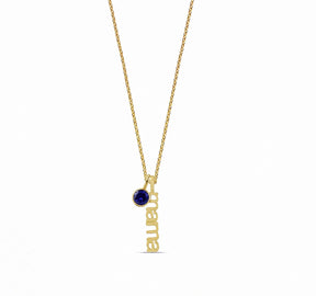Sapphire birthstone mama necklace in gold, meaningful gift for mothers and grandmas, mama necklace with September birthstone, dainty family necklace for women