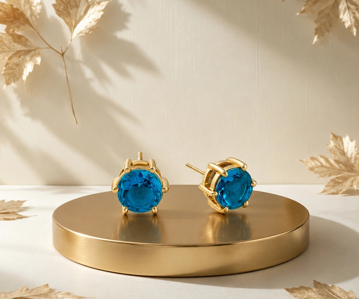 aquamarine birthstone earrings for March birthdays with minimalist luxury and sparkling beauty. Shop elegant gemstone earrings from All Cotton and Linen for women’s fashion styling