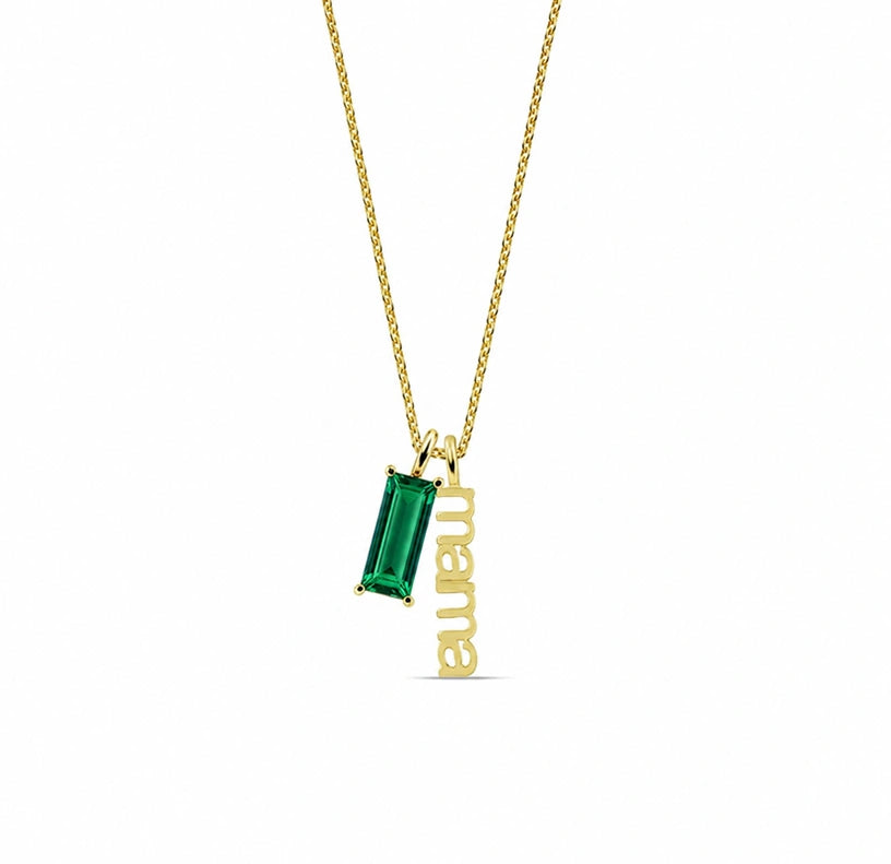May emerald mama birthstone necklace personalized green gemstone necklace gift for mom