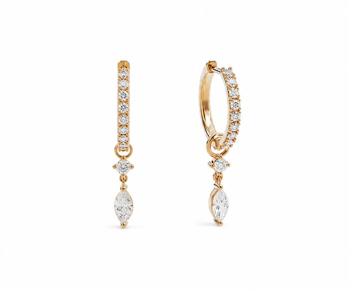 18K gold plated drop hoop earrings with sparkling cubic zirconia stones
Elegant CZ earrings for women, perfect for everyday and special occasions
