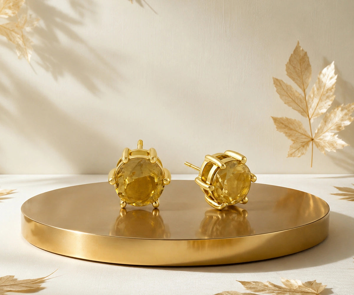 citrine birthstone earrings for November birthday gifts with golden sparkle and lightweight comfort. Shop trendy gemstone jewelry for everyday fashion wear.