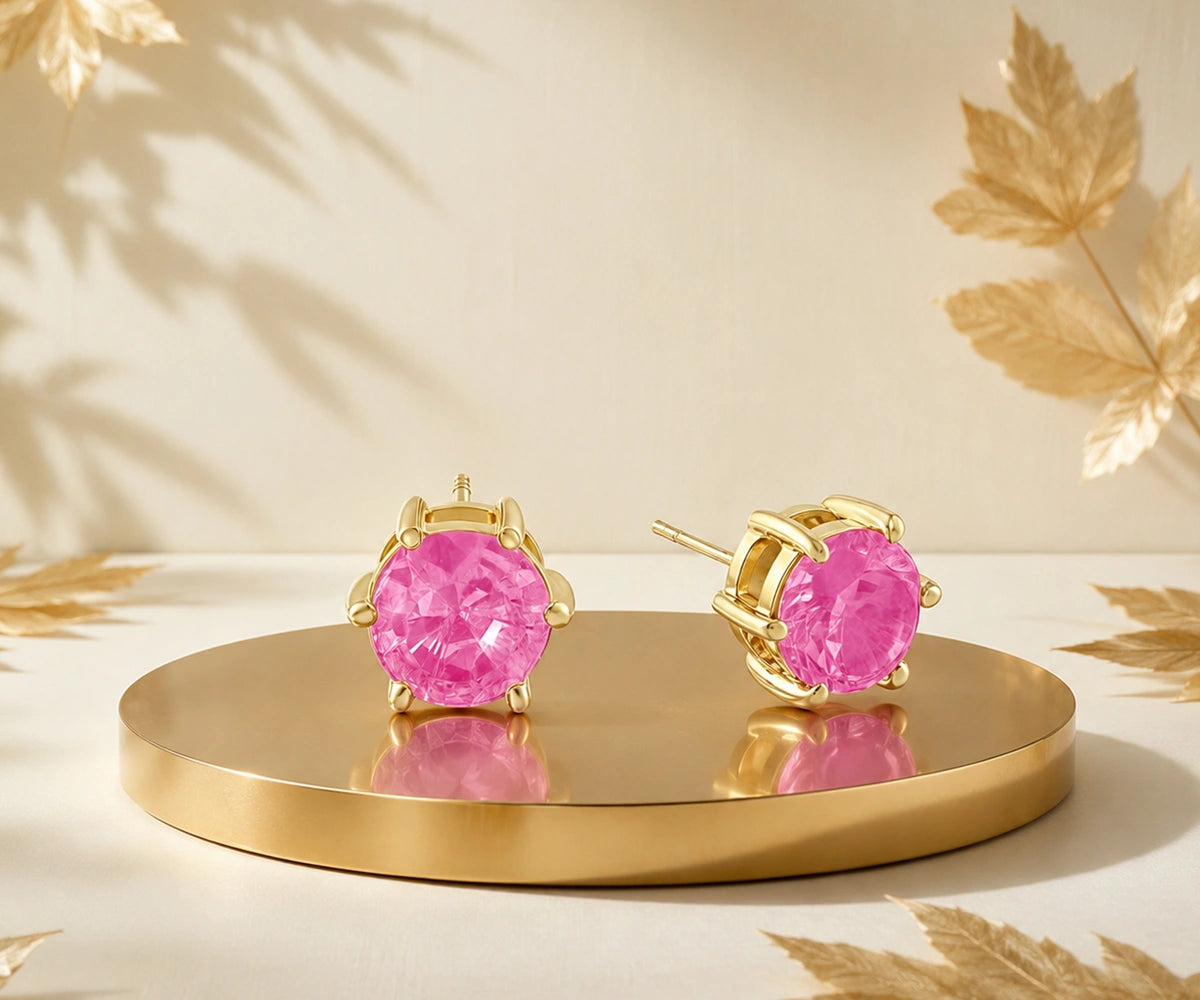 Elegant tourmaline birthstone stud earrings in gold tone lightweight women’s jewelry perfect for casual and party outfits