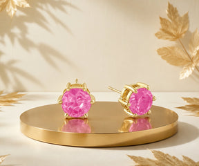 Elegant tourmaline birthstone stud earrings in gold tone lightweight women’s jewelry perfect for casual and party outfits