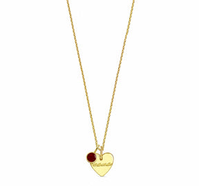 Ruby birthstone mothers necklace for women, custom family jewelry gift for mothers day, July birthstone mothers charm necklace with ruby crystal