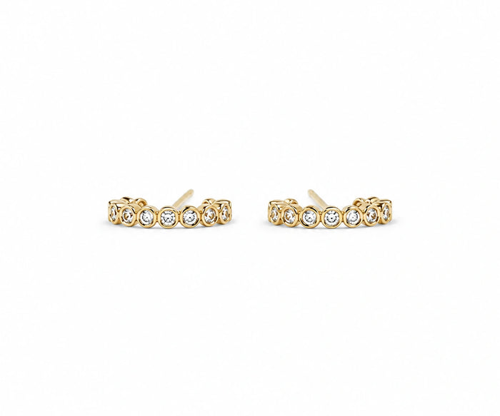 Gold helix stud earrings with CZ for cartilage piercing and ear stack jewelry