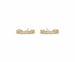 Gold helix stud earrings with CZ for cartilage piercing and ear stack jewelry
