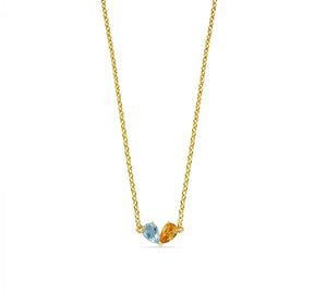 Lightweight toi et moi pendant necklace with pear-cut Ocean Blue Topaz and Citrine Shine stones