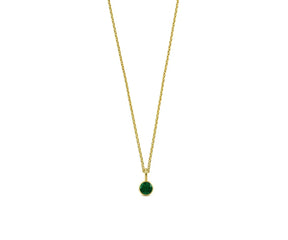 Minimalist emerald pendant necklace in 14K gold plating – May birthstone jewelry
