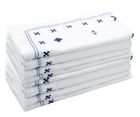 Navy Cloth Napkins with a satin band border, perfectly complementing a minimalist table decor