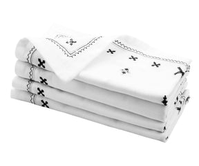 Embroidered Cloth Napkins - Black