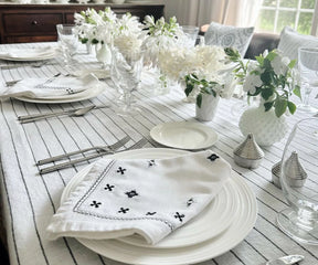 Embroidered Cloth Napkins - Black