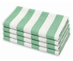 Green cabana stripe cotton dinner napkin, reusable cloth napkin for dining table, machine washable 100% cotton