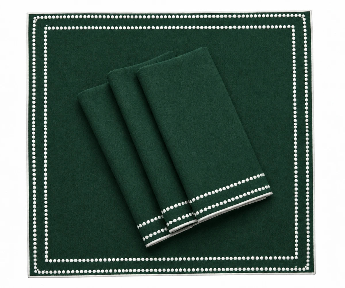 Decorative dot embroidered napkins made from premium cotton fabric
