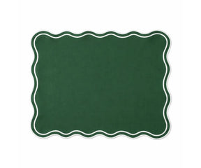 Machine washable rectangle placemats made from 100 percent cotton with elegant scalloped border