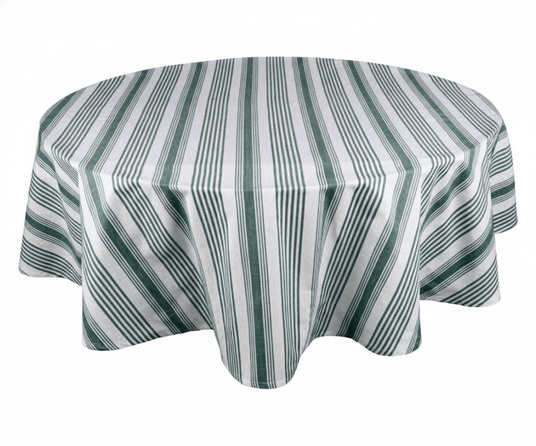 Green white round cotton tablecloth for spring and everyday table décor