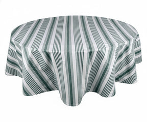 Green white round cotton tablecloth for spring and everyday table décor