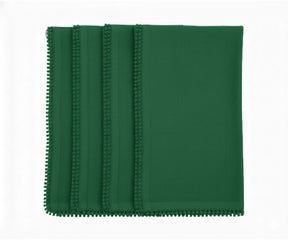 Green cotton pom pom napkins with knotted edge for fresh and vibrant table décor