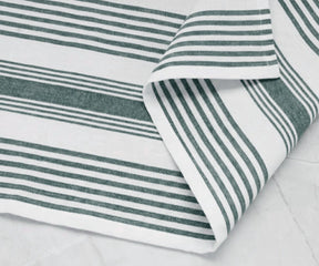 Green striped cotton kitchen towel for dish drying
