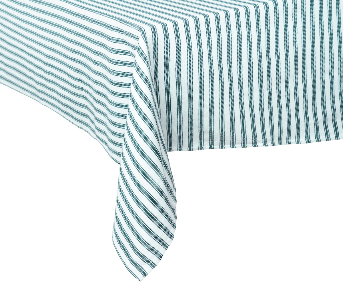 Rectangular green and white cotton tablecloth for weddings