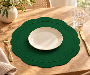 Green Oval Placemats - Embroidered