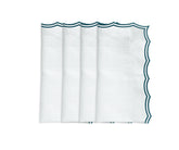 Green embroidered cotton napkins with scalloped edge – set of 12