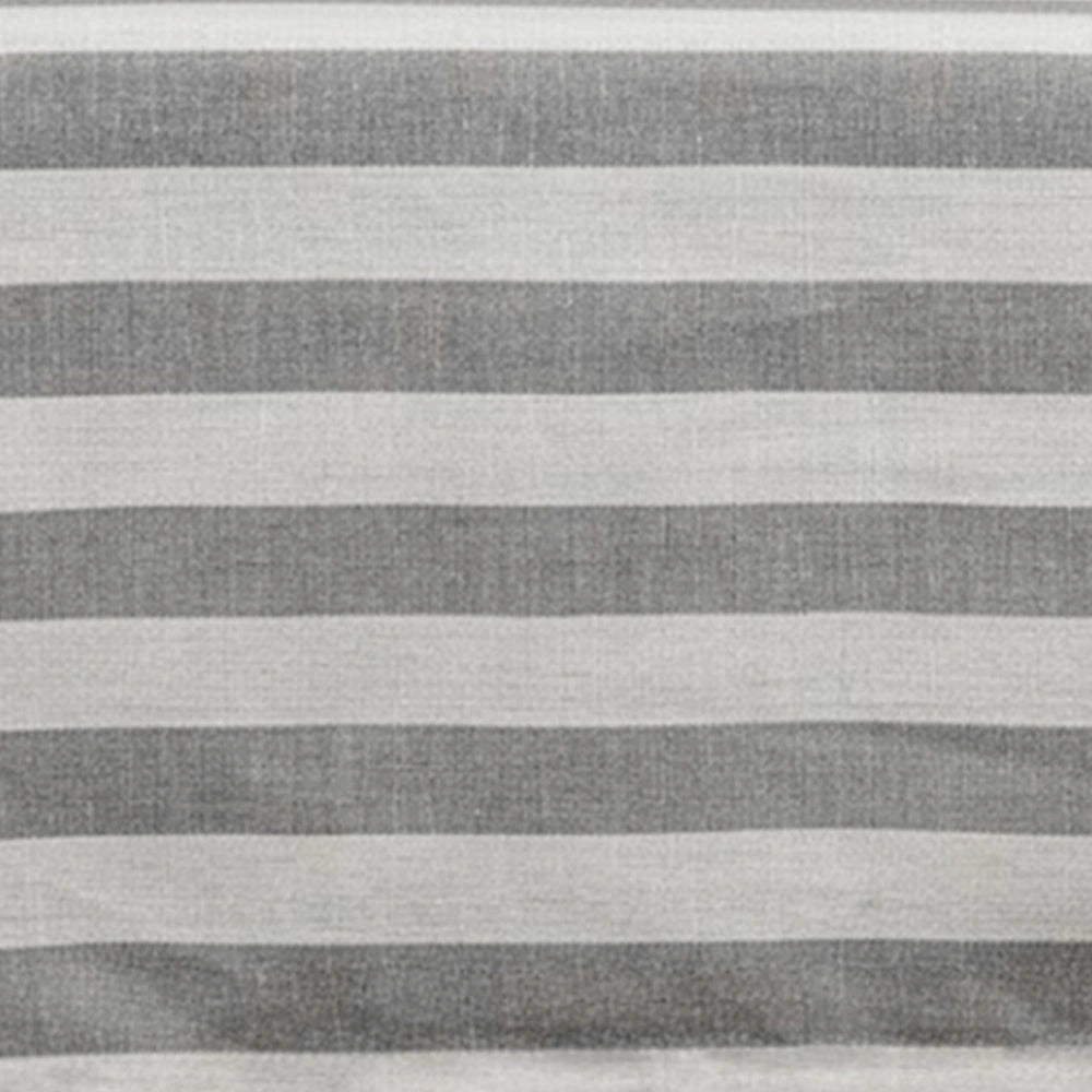 Grey and white cabana stripe cotton cushion cover with horizontal stripes