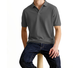 Grey Men’s Cotton Polo Shirt – premium soft 100% cotton polo tee for everyday comfort and style