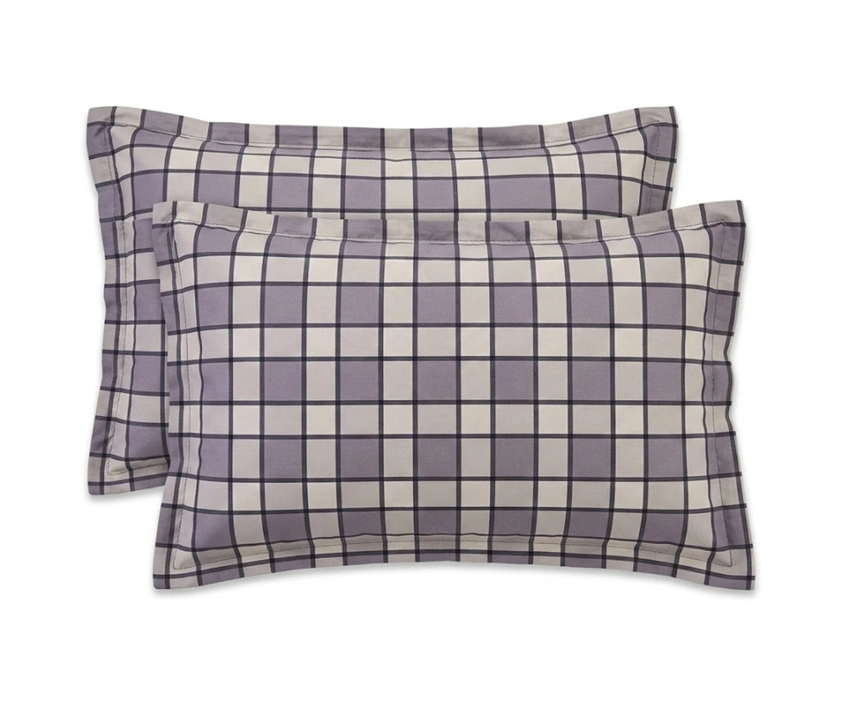 blue white grid pillowcase luxury flax linen breathable cooling bedding
