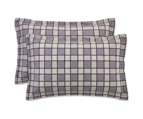 blue white grid pillowcase luxury flax linen breathable cooling bedding