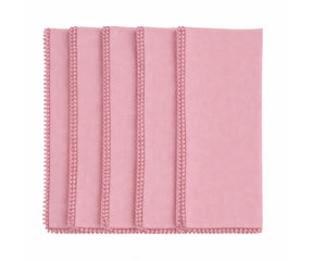 Peony color cotton pom pom napkins with knotted edge for elegant table décor