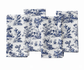 classic toile pattern napkins made form 100% cotton detailed with scenic print for elegant dining and traditional table décor