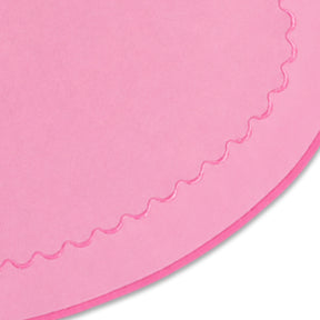 Soft pink cotton heart placemats with decorative embroidered heart detail, available in sets for romantic dining, tea parties, and seasonal tablescapes.